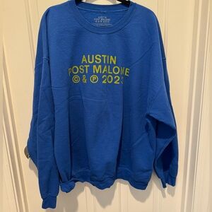 Blue Gold Post Malone Concert Graphic Sweatshirt Size XXL